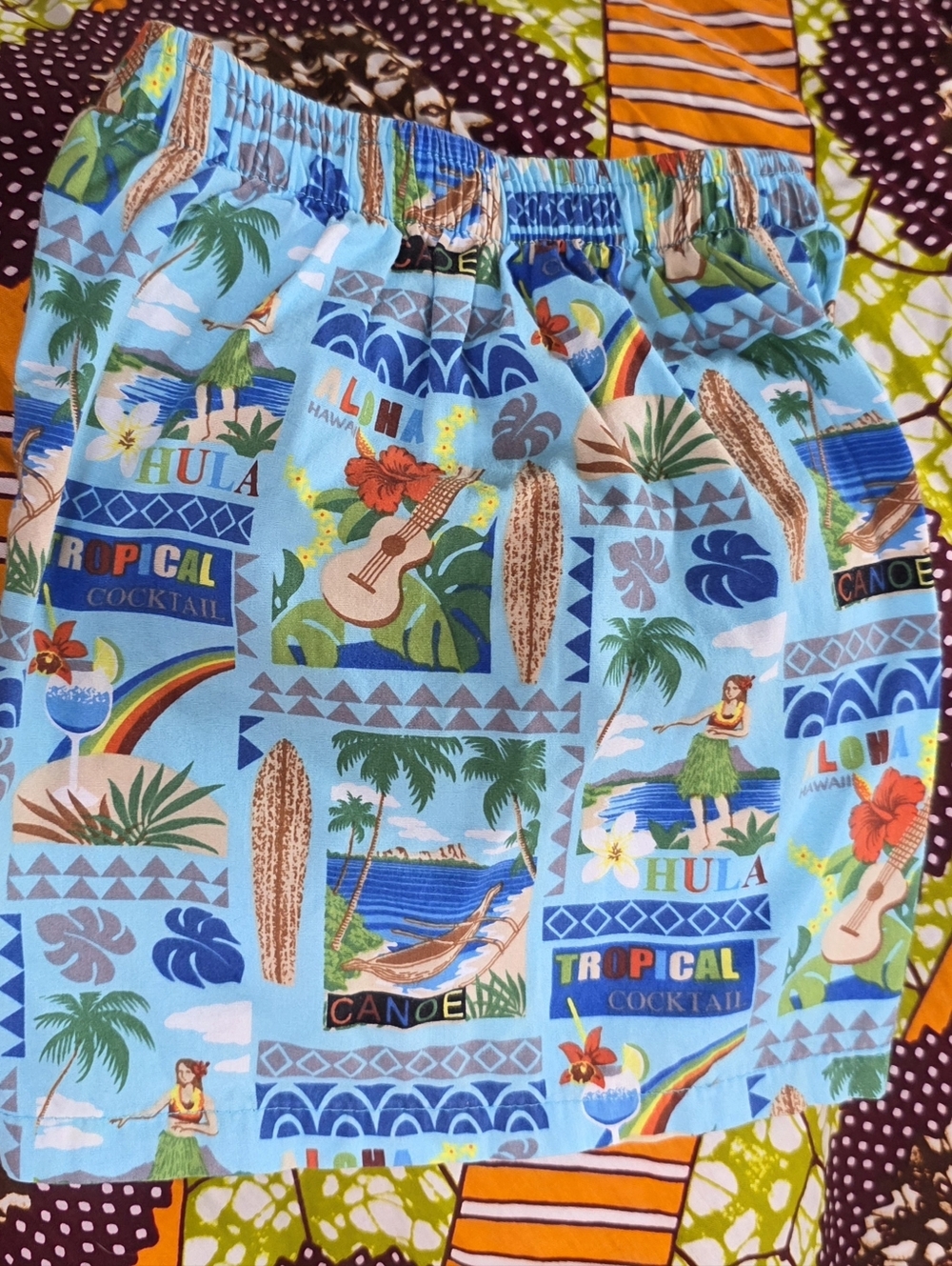 VTG Hawaiian Shorts 100% Cotton Aloha Print Elastic Waist Summer Shorts 3/4 Yrs